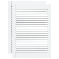 vidaXL Portes d'armoire à persiennes 2 pcs blanc 69x49,4 cm pin massif