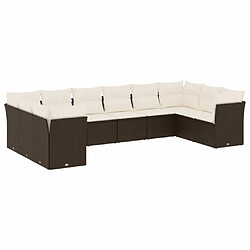 Maison Chic Salon de jardin 10 pcs avec coussins | Ensemble de Table et chaises | Mobilier d'Extérieur marron résine tressée -GKD36877