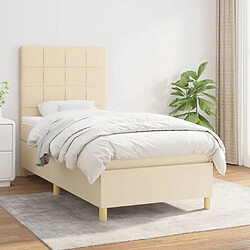 Maison Chic Lit adulte- Lit + matelas,Sommier à lattes de lit et matelas Crème 90x190 cm Tissu -GKD24332