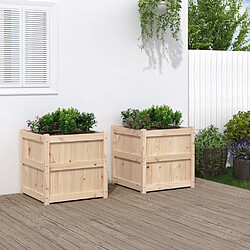 Maison Chic Lot de 2 Jardinières,Bac à fleurs - pot de fleur bois de pin massif -GKD81497