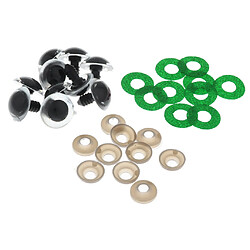 10pcs yeux de jouets de sécurité en plastique + non tissés paillettes + rondelle 18mm vert