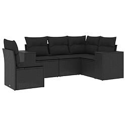 Maison Chic Ensemble de 5 Tables et chaises d'extérieur avec coussins,Salon de jardin noir résine tressée -GKD668699