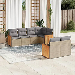 vidaXL Salon de jardin avec coussins 7 pcs beige résine tressée