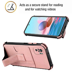 Coque en TPU + PU anti-chute, avec béquille et porte-cartes or rose pour votre Xiaomi Redmi Note 10 4G/Note 10S