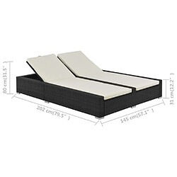 Acheter vidaXL Chaise longue double Résine tressée Noir