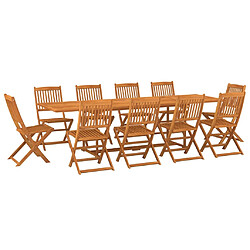 vidaXL Ensemble à manger de jardin 11 pcs 280x90x75 cm bois d'acacia