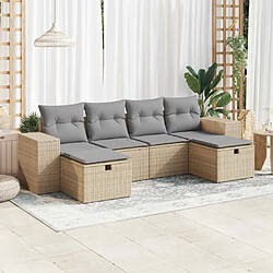 vidaXL Salon de jardin avec coussins 6 pcs beige résine tressée