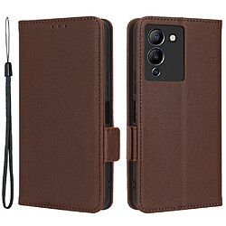 Etui en PU texture litchi, anti-chute, fermoir magnétique avec support pour votre Infinix Note 12 G96 4G X670 - marron