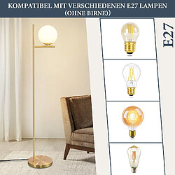 Acheter NETTLIFE Lampadaire doré industriel avec interrupteur au pied, design métallique en verre blanc, lampe sur pied E27 vintage, câble de 2 mètres