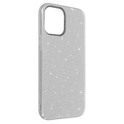 Avizar Coque Apple iPhone 12 Pro Max Paillette Amovible Silicone Semi-rigide Argent