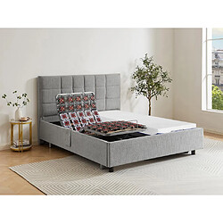 Vente-Unique Lit électrique de relaxation déco tout plots + matelas mémoire de forme - 2 x 70 x 190 cm - Tissu - Gris - EREGA de DREAMEA