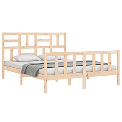 Acheter Maison Chic Cadre/structure de lit avec tête de lit pour adulte - Lit Moderne Chambre King Size bois massif -MN45104