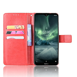 Wewoo Housse Coque Etui à rabat horizontal pour Nokia 7.2 / 6.2 rétro Crazy Horse Textureavec supportlogements de cartes et cadre photo Rouge pas cher