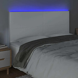 Avis Maison Chic Tête de lit scandinave à LED,meuble de chambre Blanc 200x5x118/128 cm Similicuir -MN71633