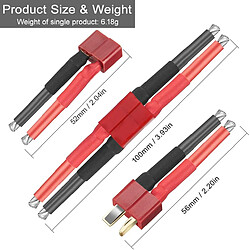 Avis 4 Pièces Deans Style T Connecteur Femelle et Connecteur Mâle Fil De Silicone 12AWG pour RC Lipo Batterie Drone Câble + 4 Pièces PVC Couverture Protecteur