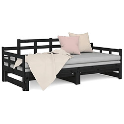 Maison Chic Lit d'appoint Noir Bois de pin solide 2x(80x200)cm,Lit coulissant Lit de repos -GKD27022 pas cher