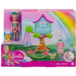 Mattel GTF49 - Barbie Dreamtopia Coffret Cabane dans l’Arbre Enchantée avec Mini-poupée Chelsea Fée