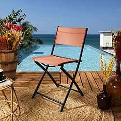 The Home Deco Factory Chaise de jardin pliable en acier Elba orange terracotta.