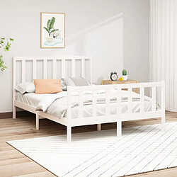 Maison Chic Lit Moderne Chambre - Cadre/structure de lit pour adulte Blanc Bois de pin massif 140x200 cm -MN71041