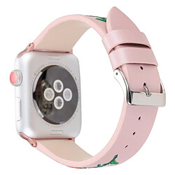 Acheter Wewoo Bande de montre-bracelet en cuir véritable brodé avec boucle en acier inoxydable pour Apple Watch série 3 & 2 & 1 38mm rose