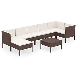 Maison Chic Salon de jardin 8 pcs + coussins - Mobilier/Meubles de jardin - Table et chaises d'extérieur Résine tressée Marron -MN74191