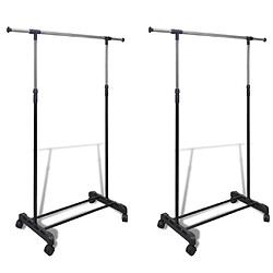 VidaXL Porte-manteaux réglables - 2 pcs Porte-manteaux - 2 pièces - Acier inox - Barre d'accrochage extensible