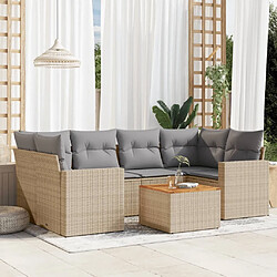 Maison Chic Salon de jardin avec coussins 7 pcs | Ensemble de Table et chaises | Mobilier d'Extérieur beige résine tressée -GKD78905