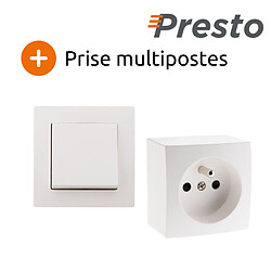 Lot de 2 interrupteurs va et vient + 4 prises 16A en saillie blanc - gamme Presto - Zenitech