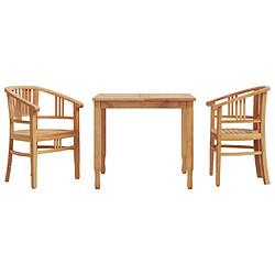 vidaXL Ensemble à manger de jardin 3 pcs Bois de teck massif