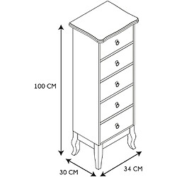 Avis The Home Deco Factory Chiffonier en bois 5 tiroirs Victoria.