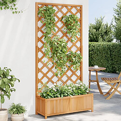 Maison Chic Jardinière,Bac à fleurs avec treillis - pot de fleur marron bois massif de sapin -GKD74956