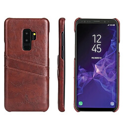 Avis Wewoo Etui en cuir Fierre Shann Retro Oil en cire PU pour Galaxy S9 +, avec emplacements pour cartes (Marron)