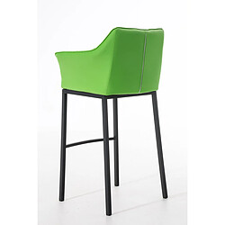 Acheter Decoshop26 Tabouret de bar chaise haute de comptoir couture carrées assise en PVC vert 4 pieds stables en métal noir 10_0004687