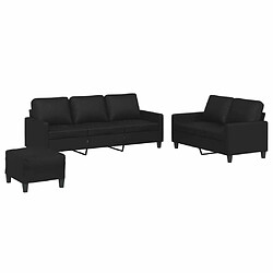 Maison Chic Ensemble de canapés 3 pcs avec coussins, Canapé droit Sofa pour Salon Noir Similicuir -GKD722530