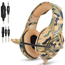 Casque Gaming pour PS4 Xbox one S Camouflage Casque Gamer avec Micro Anti Bruit Stéréo Basse Contrôle du Volume Microphone Réglable