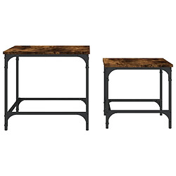 Maison Chic Lot de 2 Tables basses gigognes pour salon | Table à café chêne fumé bois d'ingénierie -GKD66001 pas cher