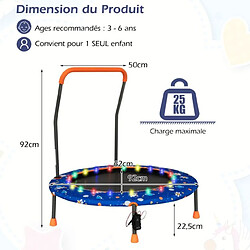 Acheter Helloshop26 Trampoline pour enfants diamètre 92cm lumineux avec poignée amovible charge 25 kg pour sports de saut intérieur extérieur bleu 20_0009617