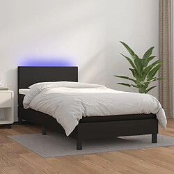 Sommier à lattes et LED,Cadre à lattes de lit avec matelas pour Adulte Noir 90x200 cm -MN20362