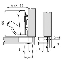 Charnière CLIP TOP ouverture 170 Blum grand coude à visser CH71655