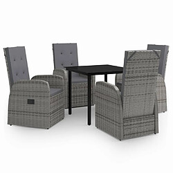 vidaXL Ensemble à manger de jardin avec coussins 5 pcs Gris