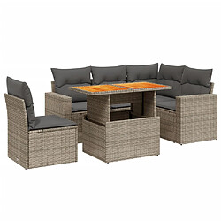 vidaXL Salon de jardin 6 pcs avec coussins gris résine tressée