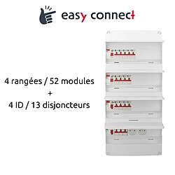 Coffret électrique pré-équipé 4 rangées/52 modules - 4 ID/13 disjoncteurs - EasyConnect - Thomson