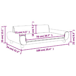 vidaXL Canapé pour enfants gris foncé 100x54x33 cm velours pas cher