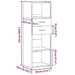 vidaXL Buffet haut chêne sonoma 40x42,5x124 cm bois d'ingénierie pas cher