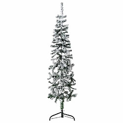 vidaXL Demi sapin de Noël artificiel mince avec neige floquée 150 cm