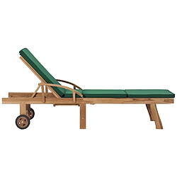 Acheter Maison Chic Lot de 2 Chaises longues avec coussins | Transat Bain de soleil Bois de teck solide Vert -GKD77942