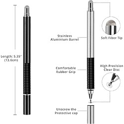 Stylet capacitif (lot de 4), stylets universels [série Precision 2 en 1] stylet à disque à pointe fine pour iPhone/iPad/Android/tablette et tous les écrans tactiles capacitifs