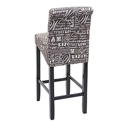 Mendler Tabouret de bar HWC-C33, tabouret de comptoir, bois ~ écriture, gris, pieds foncés, tissu/textile pas cher