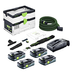 Festool CTLC SYS Aspirateur sans fil 36V (2x 18 V) Classe de poussière L + 4x Batteries 4,0 Ah + Chargeur