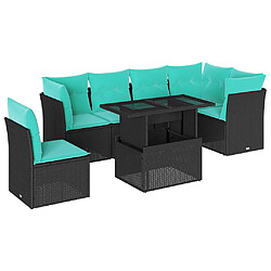 vidaXL Salon de jardin 6 pcs avec coussins noir résine tressée